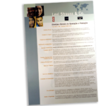 A photo of a Levi Strauss & Co. terms and engagement pamphlet with lots of text on the page. A collage of four faces sits in the upper left corner next to a header that reads "Levi Strauss & Co."