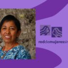 Headshot of Norma Malagón of Red de Mujeres Sindicalistas (RMS) on a purple graphic featuring the RMS logo