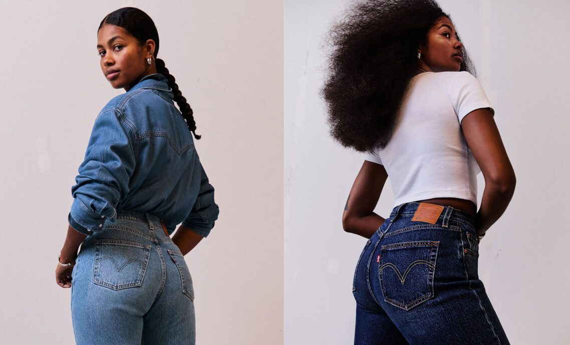 Two side by side images of two models wearing the Levi's® 501® curve jean.