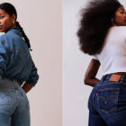 Two side by side images of two models wearing the Levi's® 501® curve jean.