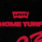Red graphics and text in a spray paint style features the Levi's® batwing logo followed by text reading "Home Turf"
